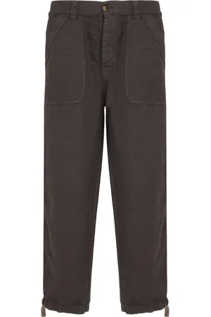 Brunello Cucinelli Straight Trousers, male, , 2XL, Straight Linen Trousers with Pockets