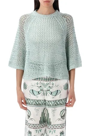Fabiana Filippi White/ Knitwear with Two-Tone Ribbon