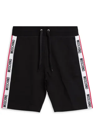 Moschino Beachwear, male, , S, Plain Drawstring Track Shorts with Logo