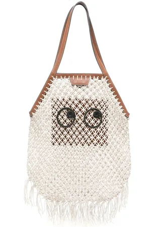 Anya Hindmarch Shoulder Bags, female, , ONE SIZE, Beige Fringe Tote Bag