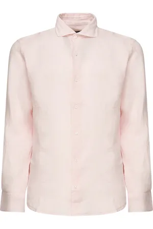 FEDELI Casual Shirts, male, , M, Long Sleeve Garment Dyed Shirts Greige