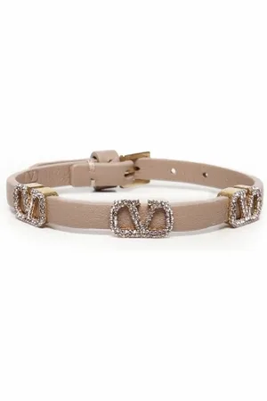VALENTINO GARAVANI Belts, female, , ONE SIZE, Leather Rhinestone Buckle Bracelet
