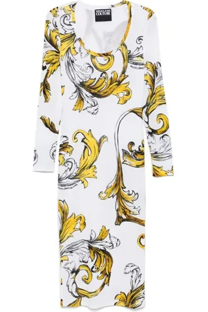 VERSACE Long Sleeve Scoop Neck Dress
