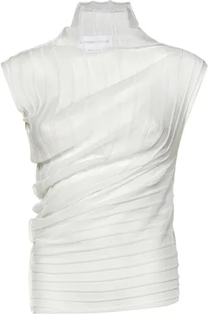 Victoria Beckham Sleeveless Tops, female, , S, Ribbed High Neck Top
