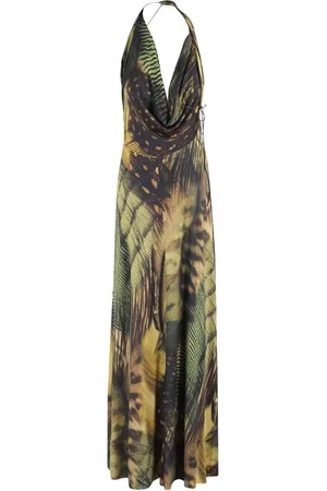 Amazuìn Jungle Print Long Dress Multicolour