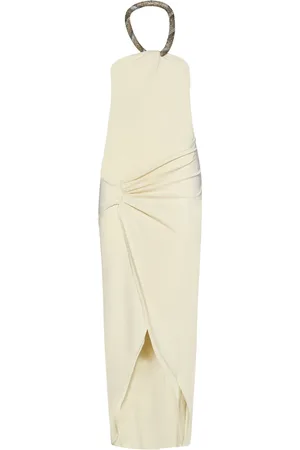 AMEN Midi Dresses, female, , XS, Yellow Halterneck Asymmetrical Dress