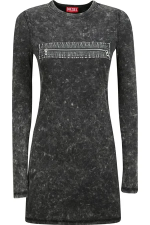 Diesel Short Dresses, female, , L, Denim Zip Mini Dress Cut-Out