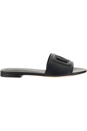 Dolce & Gabbana Sliders, female, , 7 UK, Embossed Logo Sandals with Flat Sole