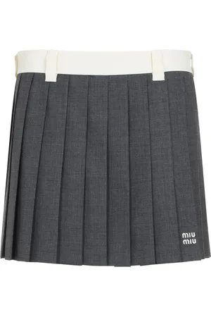 Miu Miu Elegant Grey Wool Skirt