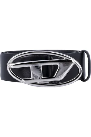 Diesel Belts, male, , 85 CM, Leather Belt with Oval D Buckle