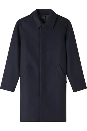 A.P.C. Navy Wool Raincoat Straight Cut
