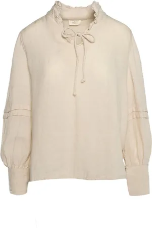 Hest HÉST, Blouses, female, , XL, Summer Linen Blouse Elegant V-Neck