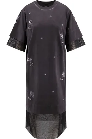 Pinko Short Sleeve Dress with Rhinestone Print