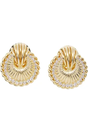 Alessandra Rich Earrings, female, , ONE SIZE, Shell Earrings With Crystals