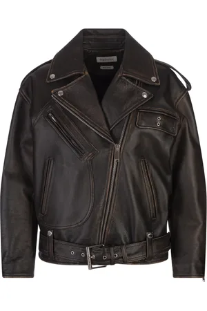 Alexander McQueen Leather Jackets, female, , XS, Oversized Biker Jacket in Leather