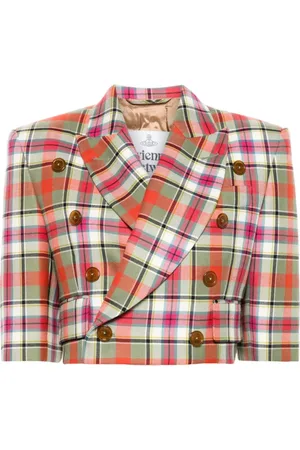 Vivienne Westwood Check Pattern Wool Jacket Green Multicolour