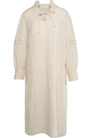 Hest HÉST, Midi Dresses, female, , XS, Elegant Linen V-Neck Dress