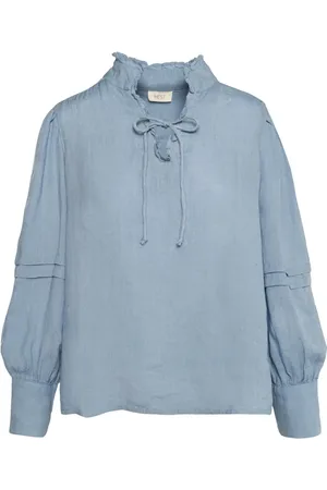 Hest HÉST, Blouses, female, , S, Faded Denim Linen Blouse Stylish