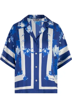 Msgm Shirts, female, , 2XS, Cobalt Printed Viscose Shirt