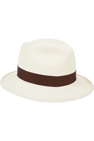 Borsalino Hats, male, , 58 CM, Brown Straw Hat with Logo