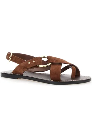 Soeur Flat Sandals, female, , 5 UK, Leather Sandals with Decorative Ring