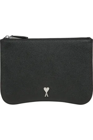 Ami Clutches, male, , ONE SIZE, Leather Clutch with Heart Stud
