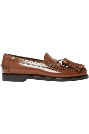Max Mara Loafers, female, , 7 UK, Leather Moccasins with Metal Studs