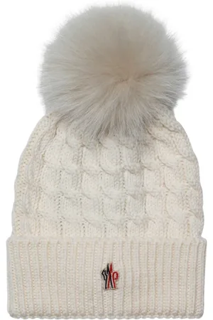Moncler Beanies, female, , ONE SIZE, Cable Knit Beanie with Logo Patch