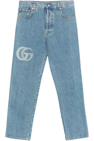 Gucci Straight Jeans, male, , W33, Slim-Fit Denim Jeans with Logo
