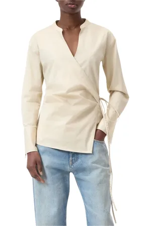 Closed Long Sleeve Tops, female, , XS, Wrap Blouse with Waist Detail