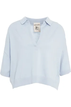 SEMICOUTURE Blouses, female, , S, V-Neck Cotton T-Shirt