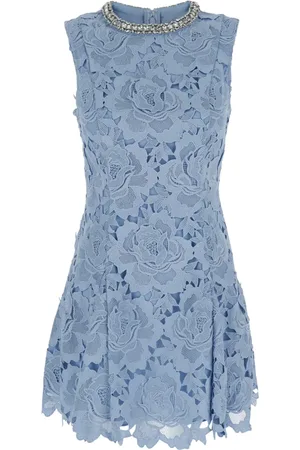 Self-Portrait Short Dresses, female, , S, Floral Lace Mini Dress with Rhinestones