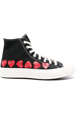 Comme des Garçons Sneakers, male, , 8 1/2 UK, Heart Print Canvas Trainers