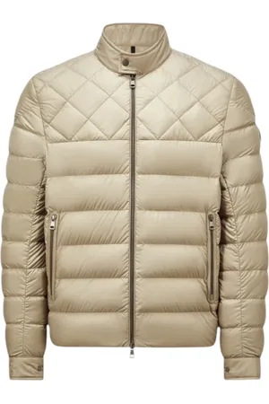 Moncler Leather-Trimmed Biker Jacket