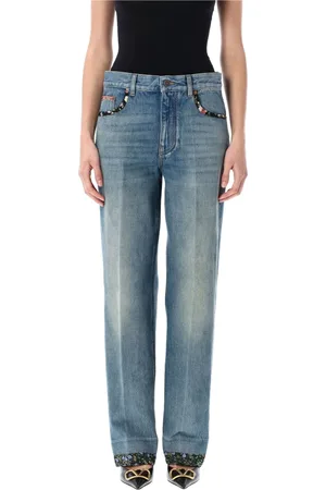 VALENTINO GARAVANI Straight Jeans, female, , W28, Floral Border Denim Trousers