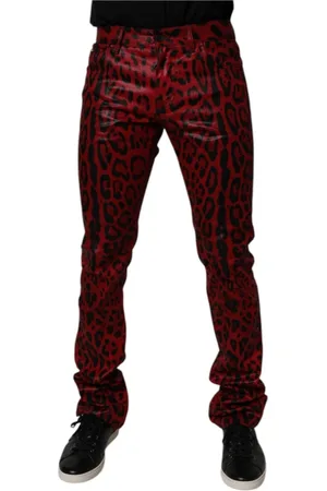 Dolce & Gabbana Leopard Design Slim Fit Denim Jeans
