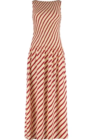 Tommy Hilfiger Maxi Dresses, female, , S, Striped Viscose Dress with Smocking Embroidery