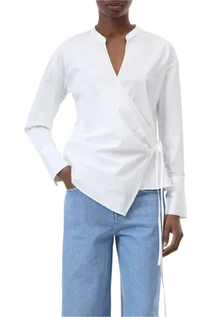 Closed Blouses, female, , XS, Wrap Blouse in Cotton Poplin