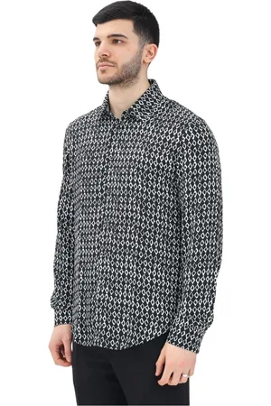 Patrizia Pepe Casual Shirts, male, , 2XL, Geometric Long Sleeve Shirt for Men