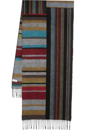 Paul Smith Striped Lambswool Cashmere Scarf with Fringes