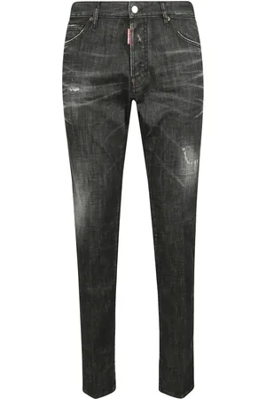 Dsquared2 Slim-fit Jeans, male, , S, Denim Jeans with Button Closure and Leather Logo Patch
