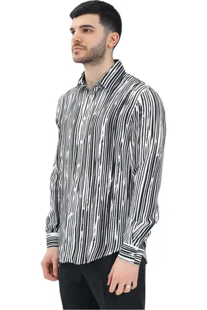 Patrizia Pepe Casual Shirts, male, , M, Black Striped Long Sleeve Shirt