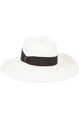 Borsalino Hats, female, , S, Black Straw Hat with Side Logo
