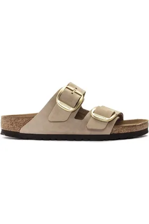 Birkenstock Sliders, female, , 6 UK, Arizona Big Buckle Nubuck Leather Sandals Narrow