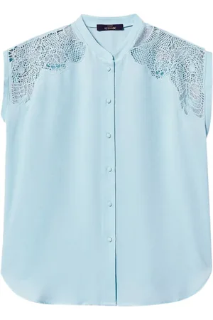 Twin-Set Collarless Cap Sleeve Shirts