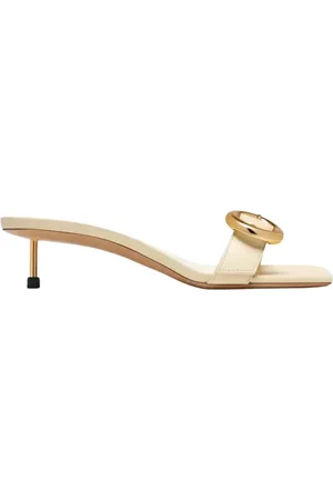 Jacquemus Cream Stiletto Sandals with Square Toe