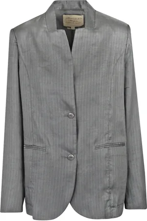 Alessia Santi Linen Blazer with Padded Shoulders