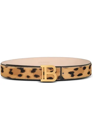 Balmain Belts, female, , 90 CM, B-Belt in leopard print leather