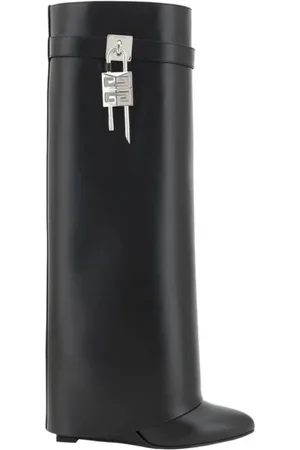 Givenchy Almond Toe Wedge Heel Leather Boots
