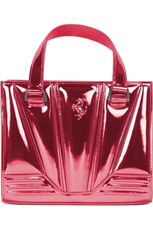 FERRARI Metallic Fuchsia Leather Handbag with Magnetic Closure
